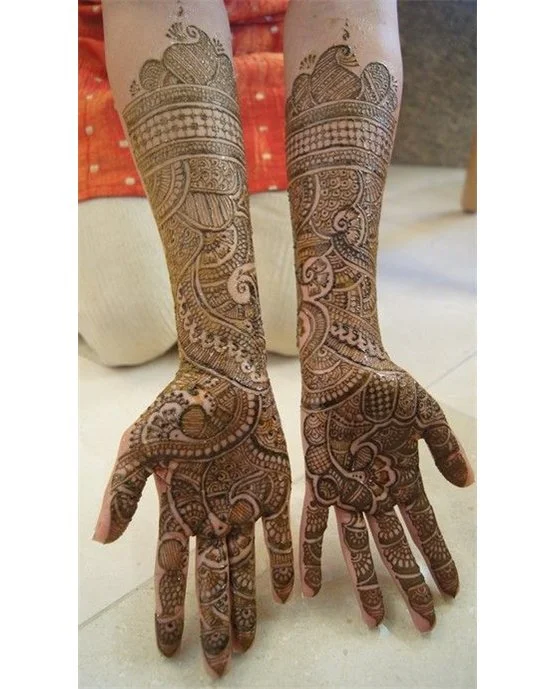 Wave Inspired Light Front Full Hand Mehndi Design
